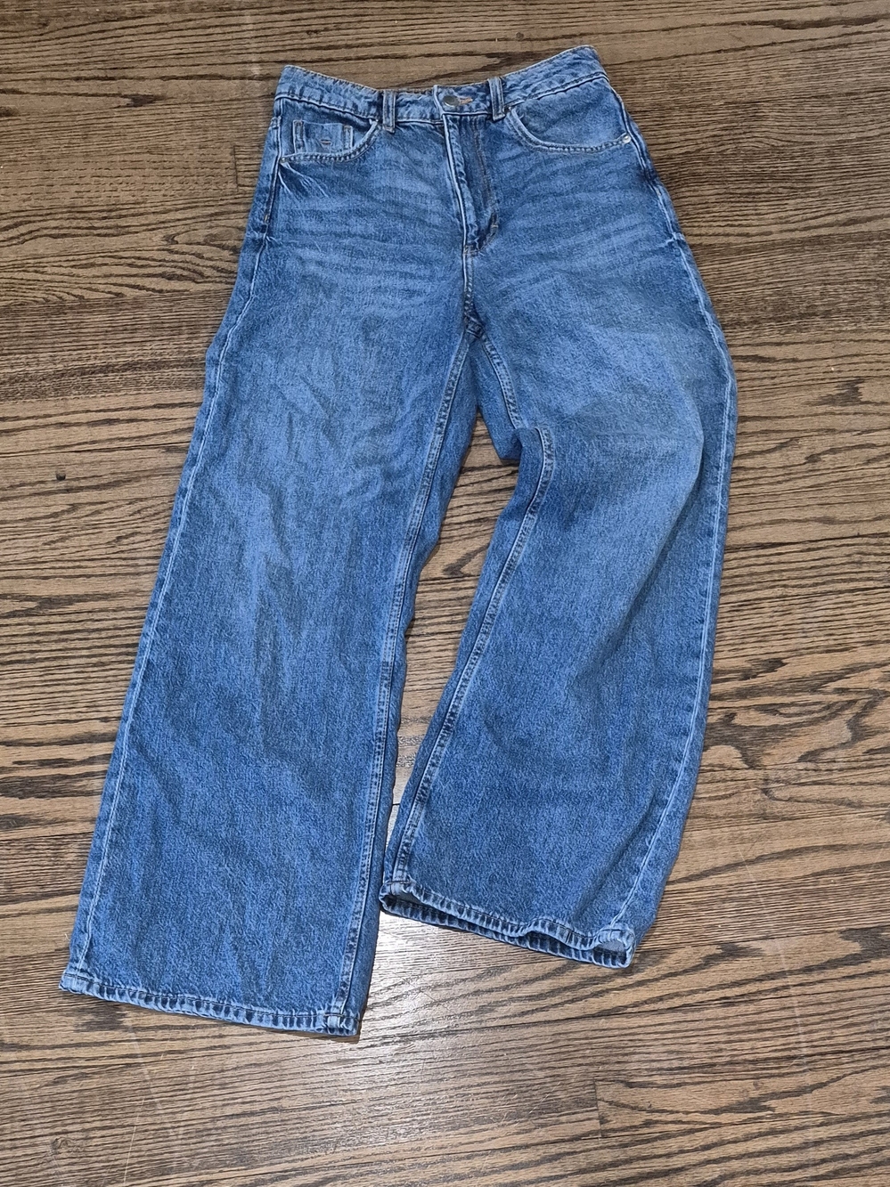 H&M Women's Blue Relaxed Wide-Leg Jeans
